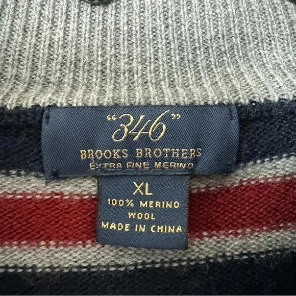 346 Brooks Brothers Men’s Extra Fine Merino Wool 1/4 Zip Sweaters XL - Picture 4 of 7